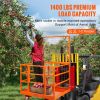 Forklift Safety Cage, 1400lbs Load Capacity, 43'' x 45'' Forklift Work Platform with Safety Harness & Lock, Drain Hole & Wheels & Tool Basket, Dual No