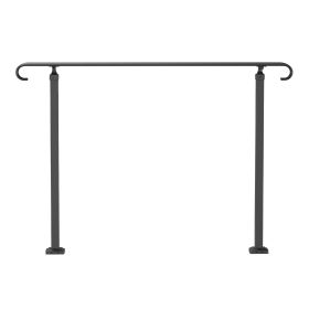 Handrails for Outdoor Steps, Fit 3-5 Steps Outdoor Stair Railing, Wrought Iron Handrail, Flexible Front Porch Hand Rail, Black Transitional Hand raili
