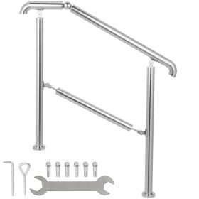 Stainless Steel Transitional Handrail fit for Level Surface and 2 to 3 Adjustable Stair Indoor Outdoor Step Railings 441lb Capacity with Installation