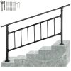 Outdoor Stair Railing, Fits for 1-5 Steps Transitional Wrought Iron Handrail, Adjustable Exterior Stair Railing with Fence, Handrails for Concrete Ste