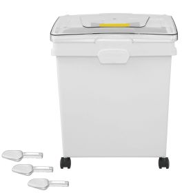 Rice Storage Container, 10.5Gallon/40L x3 Capacity Large Dog Food Dispenser Bin, Kitchen Ingredient Grain Cereal Flour Bin, Pet food Containers with W