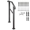 Handrails for Outdoor Steps, Fit 2 or 3 Steps Outdoor Stair Railing, Arch#2 Wrought Iron Handrail, Flexible Porch Railing, Black Transitional Handrail