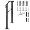 Handrails for Outdoor Steps, Fit 1 or 2 Steps Outdoor Stair Railing, Arch#1 Wrought Iron Handrail, Flexible Porch Railing, Black Transitional Handrail