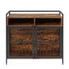 Furniture Style Dog Crate with Storage, 41 inch Dog Crate Furniture Large Breed with Double Doors, Wooden Dog Cage for Large/Medium Dog Indoor, Hold u