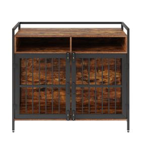 Furniture Style Dog Crate with Storage, 41 inch Dog Crate Furniture Large Breed with Double Doors, Wooden Dog Cage for Large/Medium Dog Indoor, Hold u