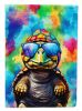 Hippie Animal Tortoise Turtle House Flag Large Porch Sleeve Pole Decorative Outside Yard Banner Artwork Wall Hanging, Polyester, House Size, Multicolo