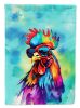 Hippie Animal Rooster House Flag Large Porch Sleeve Pole Decorative Outside Yard Banner Artwork Wall Hanging, Polyester, House Size, Multicolor