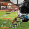 Dog Stair for Cars, Wide 5-step Dog Car Steps, Folding Dog Car Ramp with Nonslip Surface, Portable Pet Steps Lightweight Aluminum for Car, SUV and Tru