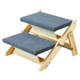 Wooden Pet Steps, Convertible 2-in-1 Dog Stairs and Ramp for Beds, Sofas, and Vehicles, Supports Small to Large Animals up to 110 lbs, Foldable Design