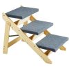 Wooden Pet Steps, Convertible 2-in-1 Dog Staircase & Ramp for Access to Beds, Sofas, and Vehicles, Three-Step Design Supports Pets up to 150 lbs, Idea