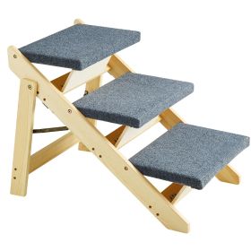 Wooden Pet Steps, Convertible 2-in-1 Dog Staircase & Ramp for Access to Beds, Sofas, and Vehicles, Three-Step Design Supports Pets up to 150 lbs, Idea