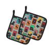 Lots of Black Pug Pair of Pot Holders Kitchen Heat Resistant Pot Holders Sets Oven Hot Pads for Cooking Baking BBQ, 7 1/2 x 7 1/2