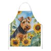 Welsh Terrier in Sunflowers Apron Cooking Kitchen Server Baking Crafts Gardening for Adult Women Men, Unisex, Large, Multicolor