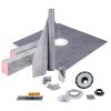 Shower Curb Kit, 48"x48" Watertight Shower Curb Overlay with 4" ABS Central Bonding Flange, 4" Stainless Steel Grate, 2 Cuttable Shower Curb and T