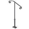 Handrails for Outdoor Steps, Fit 1 or 2 Steps Outdoor Stair Railing, Single Post Wrought Iron Handrail, Gray Transitional Porch Railings for Concrete