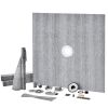 Shower Curb Kit, 72"x72" Shower Pan Kit with 2" PVC Central Flange, 4" Stainless Steel Grate, Waterproof Shower Curb & Membrane & Strip, Shower Pan Sl