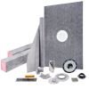 Shower Curb Kit, 48"x72" Watertight Shower Curb Overlay with 4" ABS Central Bonding Flange, 4" Stainless Steel Grate, 2 Cuttable Shower Curb and T
