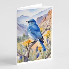 Nevada Mountain Bluebird Greeting Cards Pack of 8 Blank Cards with Envelopes Whimsical A7 Size 5x7 Blank Note Cards