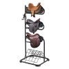 Freestanding Saddle Stand, 30 x 30 x 68.5 in, 3 Tiers Saddle Rack, Heavy Duty Saddle Blanket Holder with Removable & Rotating Tiers, English & Western