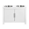 Pet Feeding Station with 2 Stainless Steel Bowls, Elevated Dog Bowls with Storage, Dog Food Storage and Feeder Station with Storage Cabinet, Pet Toy S