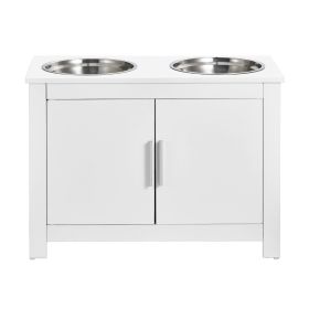 Pet Feeding Station with 2 Stainless Steel Bowls, Elevated Dog Bowls with Storage, Dog Food Storage and Feeder Station with Storage Cabinet, Pet Toy S
