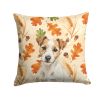 White with Tan Markings Russell Terrier Heirloom Fall Throw Pillow Decorative Indoor Outdoor Accent Cushion for Couch, Bed or Patio, 14Hx14W