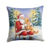 Golden Retriever with Santa Claus Throw Pillow Decorative Indoor Outdoor Accent Cushion for Couch, Bed or Patio, 18Hx18W