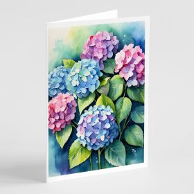 Hydrangeas Greeting Cards Pack of 8 Blank Cards with Envelopes Whimsical A7 Size 5x7