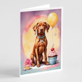 Vizsla Happy Birthday Greeting Cards Pack of 8 Blank Cards with Envelopes Whimsical A7 Size 5x7 Blank Note Cards