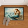 Mermaid on the Dock Doormat Front Door Mat Indoor Outdoor Rugs for Entryway, Non Slip Washable Low Pile, 24H X 36W