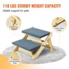 Wooden Pet Steps, Convertible 2-in-1 Dog Stairs and Ramp for Beds, Sofas, and Vehicles, Supports Small to Large Animals up to 110 lbs, Foldable Design