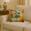 Virginia American Dogwood in Watercolor Throw Pillow Machine Washable, Indoor Outdoor Decorative Pillow for Couch, Bed or Patio, 18Hx18W