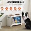 Pet Feeding Station with 2 Stainless Steel Bowls, Elevated Dog Bowls with Storage, Dog Food Storage and Feeder Station with Storage Cabinet, Pet Toy S