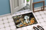 NEW Bichon Frise Fall Kitchen Pumpkins Doormat Front Door Mat Indoor Outdoor Rugs for Entryway, Non Slip Washable Low Pile, 18H X 27W