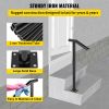 Single Post 1-2, Black Steel Railing 441LBS Capacity Baking Varnish Iron Stairs Stylish Handrails for Outdoor Steps with Expansion Bolts & Drill Bit