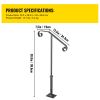 Handrails for Outdoor Steps, Fit 1 or 2 Steps Outdoor Stair Railing, Single Post Wrought Iron Handrail, Gray Transitional Porch Railings for Concrete