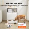 Pet Feeding Station with 2 Stainless Steel Bowls, Elevated Dog Bowls with Storage, Dog Food Storage and Feeder Station with Tilt Out Storage Cabinet,