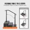 Handrails for Outdoor Steps, Fit 2 or 3 Steps Outdoor Stair Railing, Arch#2 Wrought Iron Handrail, Flexible Porch Railing, Black Transitional Handrail