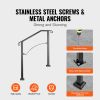 Handrails for Outdoor Steps, Fit 2 or 3 Steps Outdoor Stair Railing, Arch#2 Wrought Iron Handrail, Flexible Porch Railing, Black Transitional Handrail