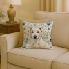 White Jack Russell Terrier Coastal Sea Glass Throw Pillow Decorative Indoor Outdoor Accent Cushion for Couch, Bed or Patio, 18Hx18W