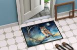 Owl Perched in Coastal Tree Doormat Front Door Mat Indoor Outdoor Rugs for Entryway, Non Slip Washable Low Pile, 24H X 36W