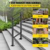 Outdoor Stair Railing, Fit 1 or 2 Steps Wrought Iron Handrail, Adjustable Front Porch Hand Railings, Black Transitional Hand Rail for Concrete Steps o