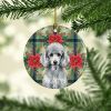 Standard Silver Poodle Christmas PoinsettIas Ceramic Ornament Christmas Tree Hanging Decorations for Home Christmas Holiday, Party, Gift, 3 in, Multic