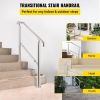 Stainless Steel Transitional Handrail fit for Level Surface and 2 to 3 Adjustable Stair Indoor Outdoor Step Railings 441lb Capacity with Installation