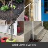 Single Post Handrail Wrought Iron Post Mount Step Grab Supports in Ground Long Post Fits 1 or 2 Steps Grab Rail Single Post Railing (Gray)
