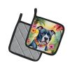 NEW Staffordshire Bull Terrier Luau Pair of Pot Holders Kitchen Heat Resistant Pot Holders Sets Oven Hot Pads for Cooking Baking BBQ, 7 1/2 x 7 1/2