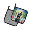 Scottish Terrier Luau Pair of Pot Holders Kitchen Heat Resistant Pot Holders Sets Oven Hot Pads for Cooking Baking BBQ, 7 1/2 x 7 1/2