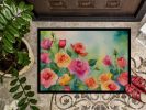Roses in Watercolor Doormat Front Door Mat Indoor Outdoor Rugs for Entryway, Non Slip Washable Low Pile, 24H X 36W