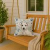White Jack Russell Terrier Coastal Sea Glass Throw Pillow Decorative Indoor Outdoor Accent Cushion for Couch, Bed or Patio, 18Hx18W