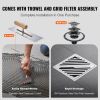 Shower Curb Kit, 60"x48" Shower Pan Kit with 2" ABS Central Flange, Waterproof Membrane, Stainless Steel Grate, Shower Pan Slope Sticks Fit for Bathro